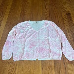 L + t Woman’s Pink Tie Dye V-neck Top Size S